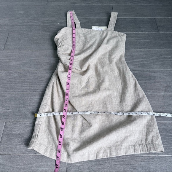 NWT Abercrombie & Fitch Linen Blend Ruched Square Neck Mini Dress Beige Size S - Picture 16 of 16